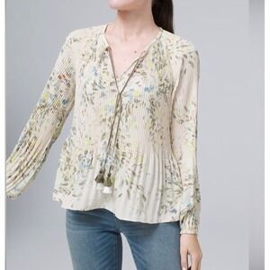 Floral Pleated Blouse - Cream